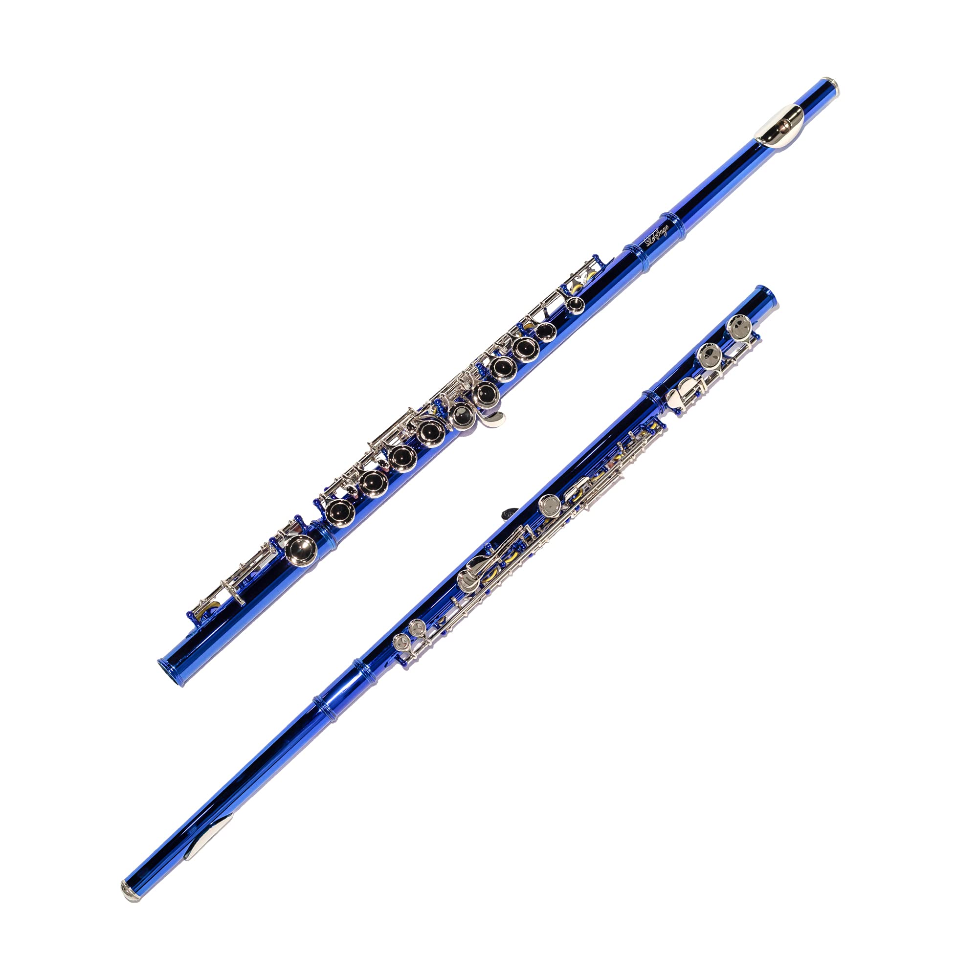 LeSage Closed Hole C Flutes 16 Key Blue Flute for Student Flute Beginner Starter with Flute Case Maintenance Kit Cleaning Cloth